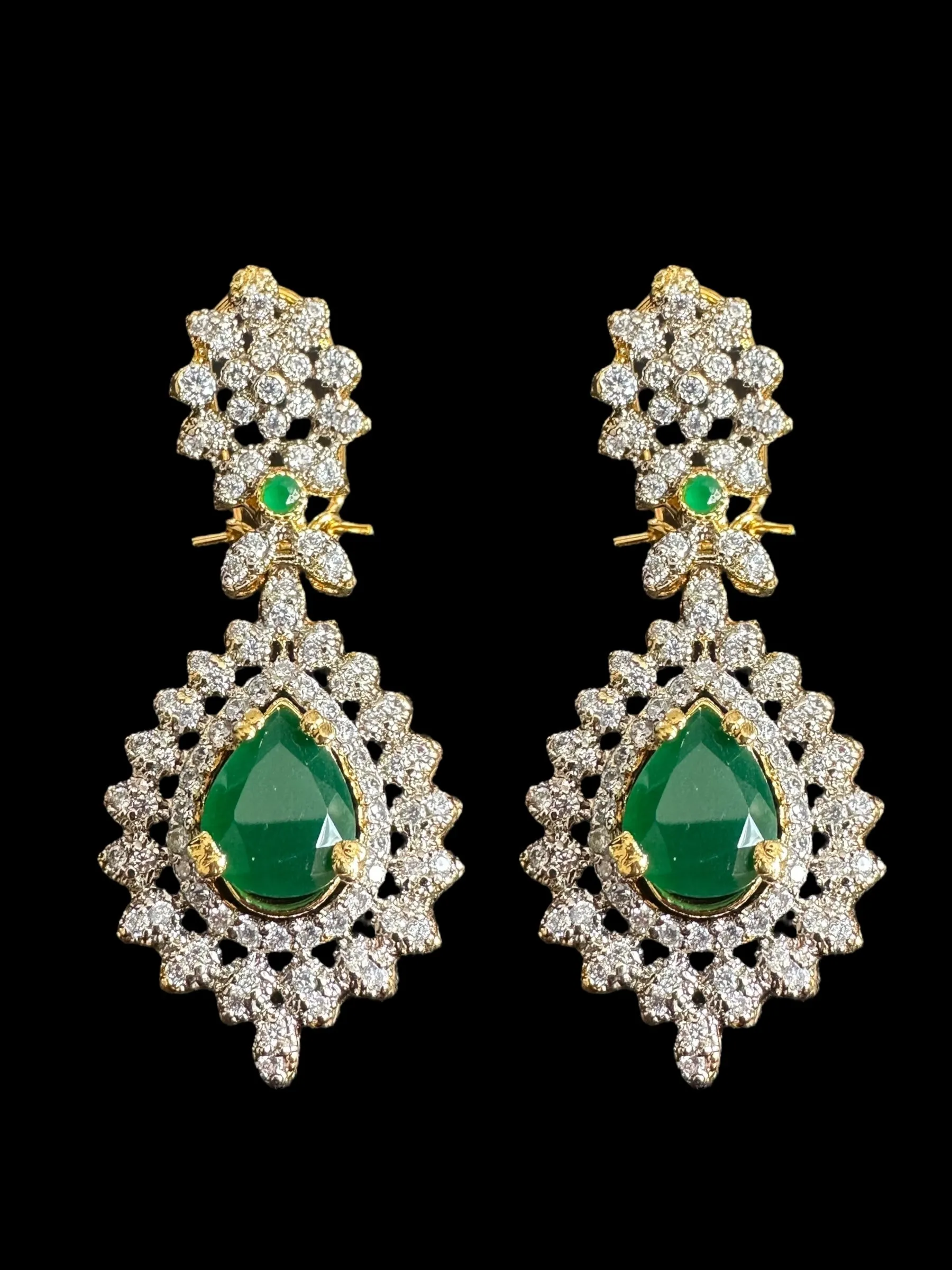 BR322  Emerald and zircon bridal set ( SHIPS IN 4 WEEKS )