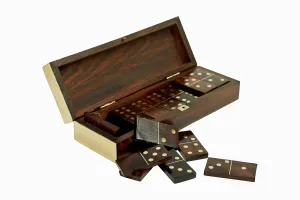 BRASS AND WALNUT DOMINO SET