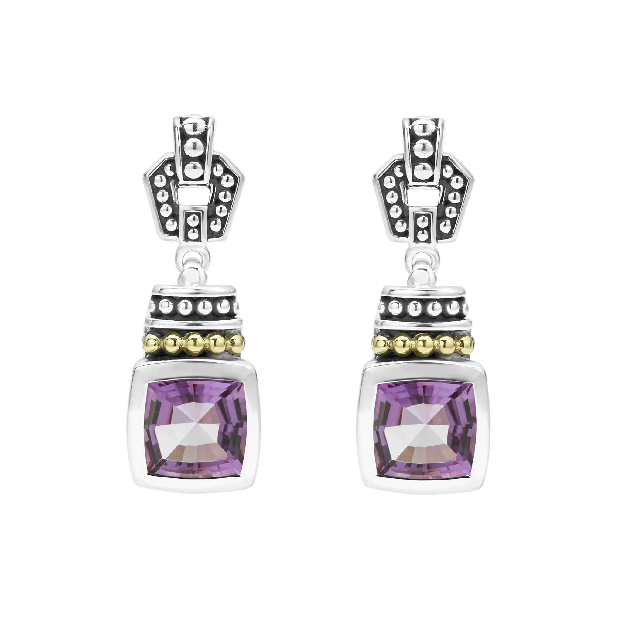 Caviar Color Amethyst Drop Earrings