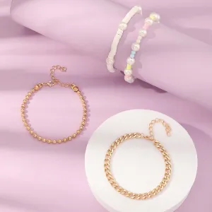 Chain & Bead Bracelet Set Of 4