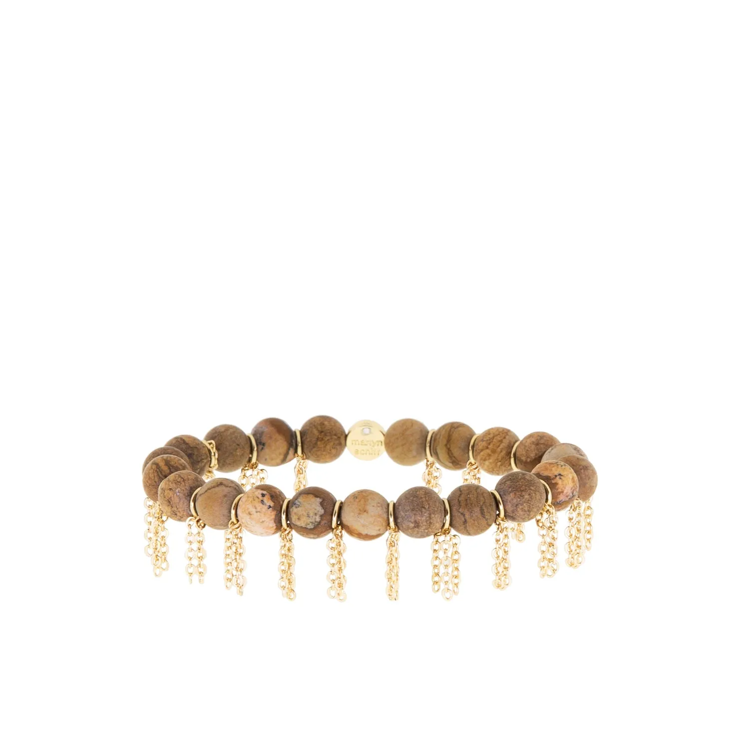 chain fringe natural stone stretch bracelet