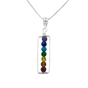 Chakra "Framed" Pendant Necklace in Silver: Amethyst, Sodalite, turquoise, Green Amethyst, citrine, carnelian, red calcedny