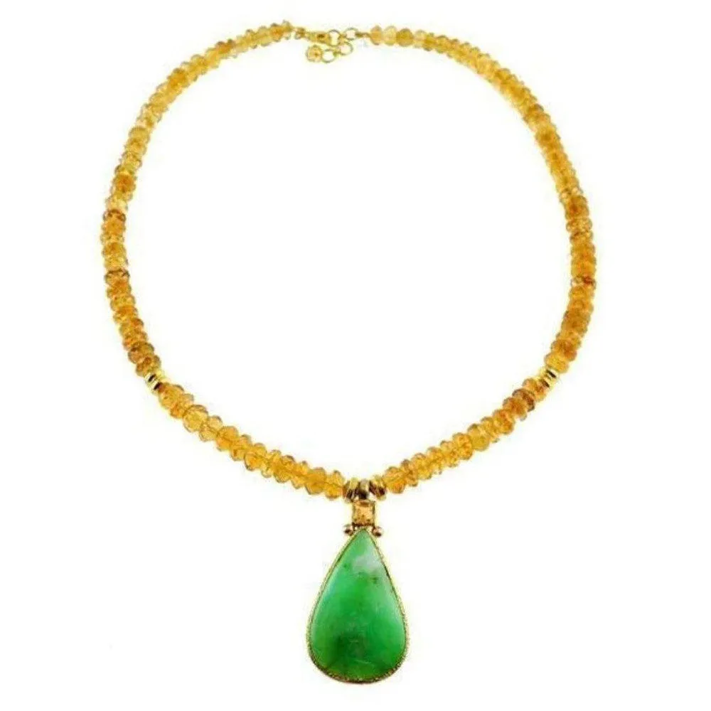 Citrine and Chrysoprase Necklace