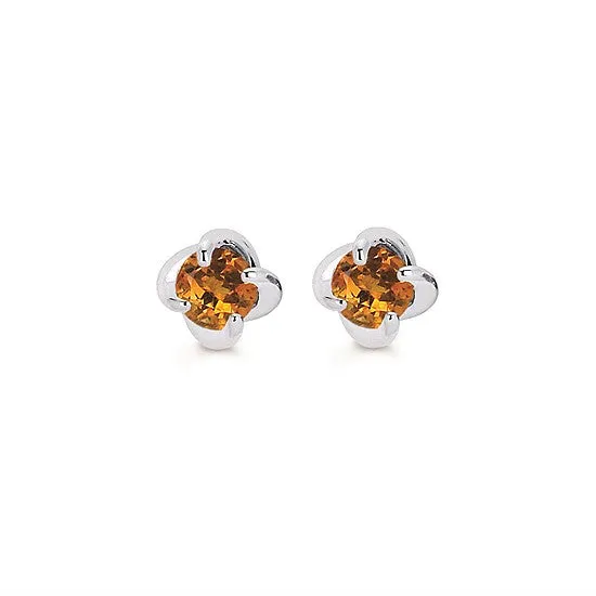 Citrine Twist Stud Earrings in Yellow Gold