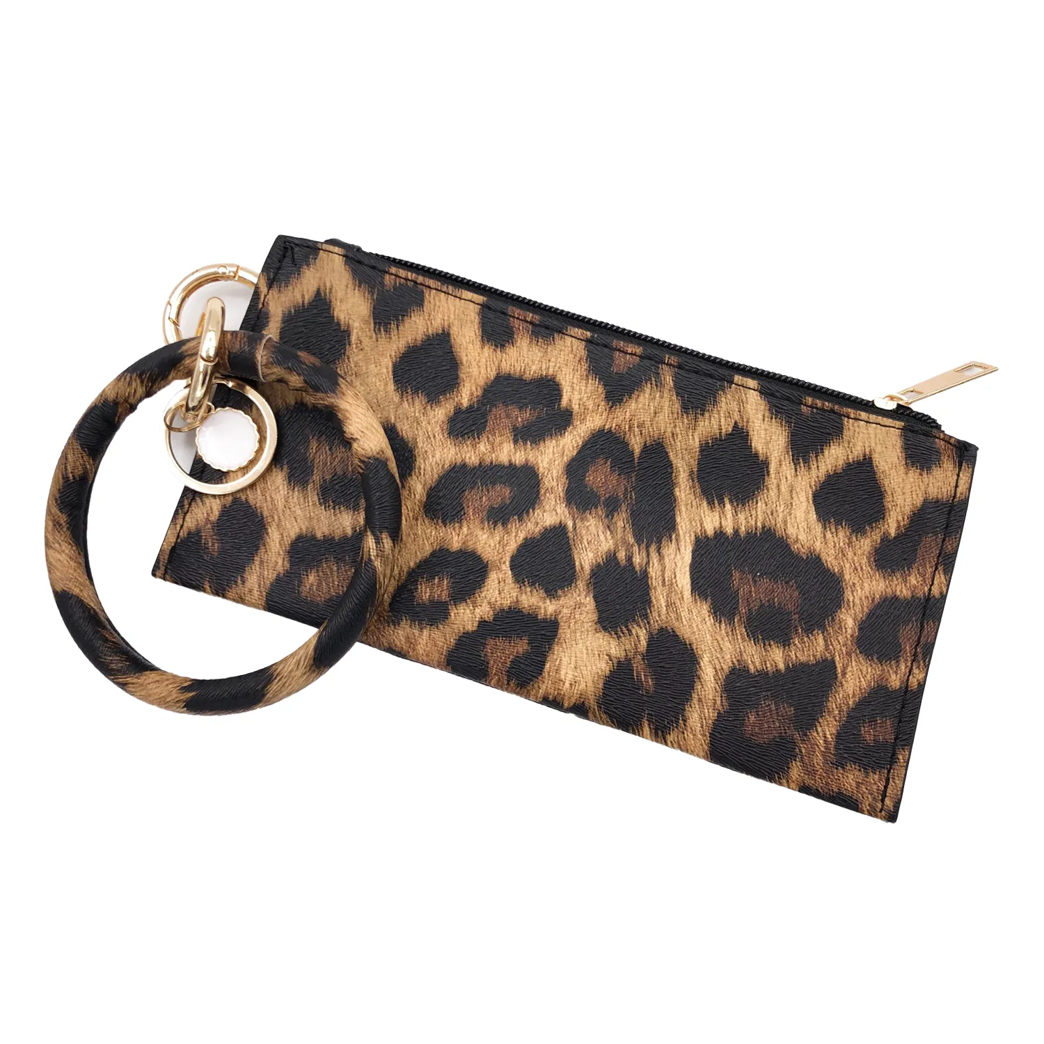 CL-8848 Wristlet Clutch Large Brown Leopard