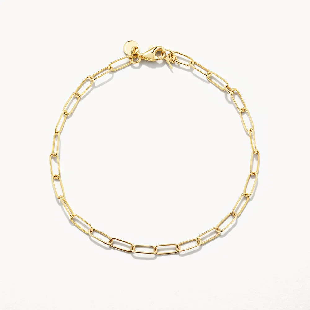 Classic Paperclip Chain Bracelet in 10k Gold