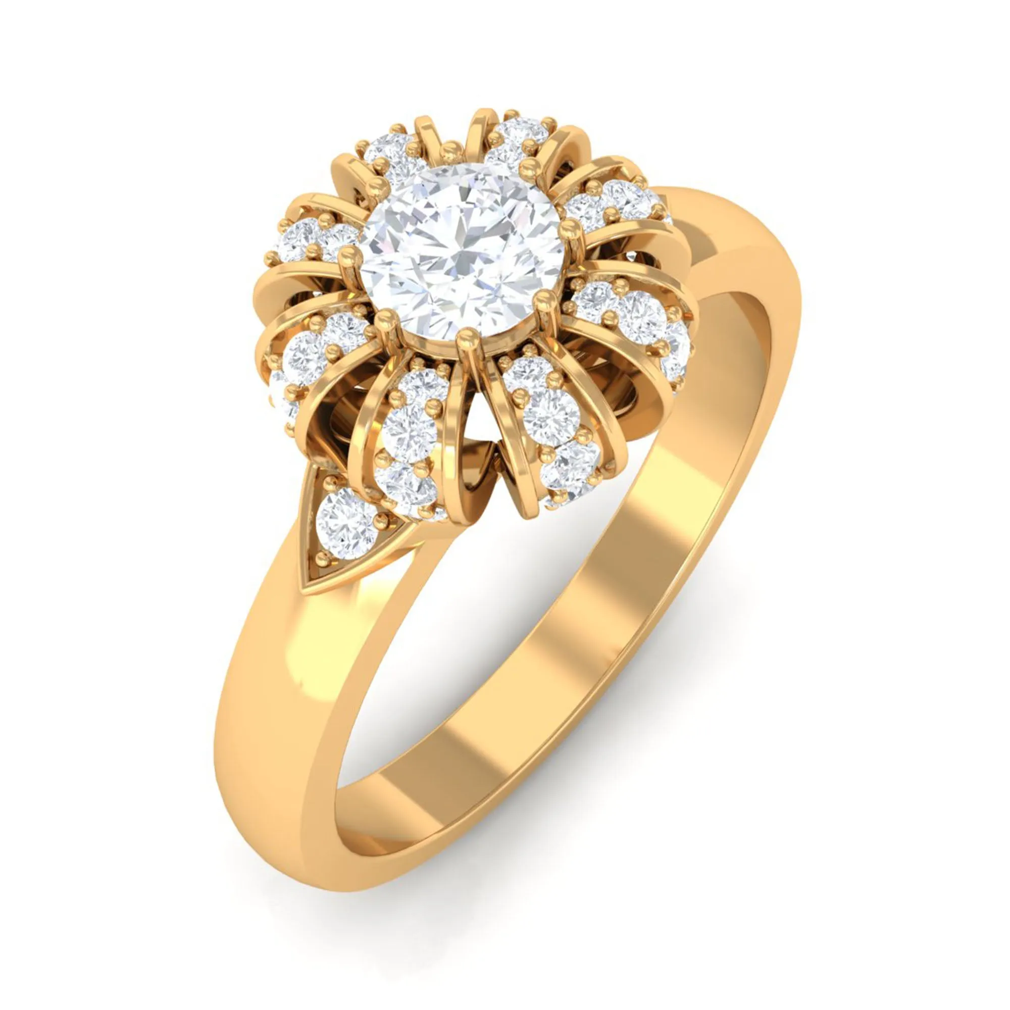 Classic Zircon Floral Engagement Ring