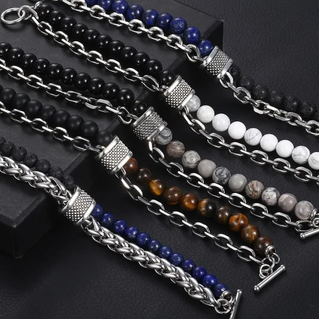 Classy Men Beaded Chain Bracelet - 6 Colors