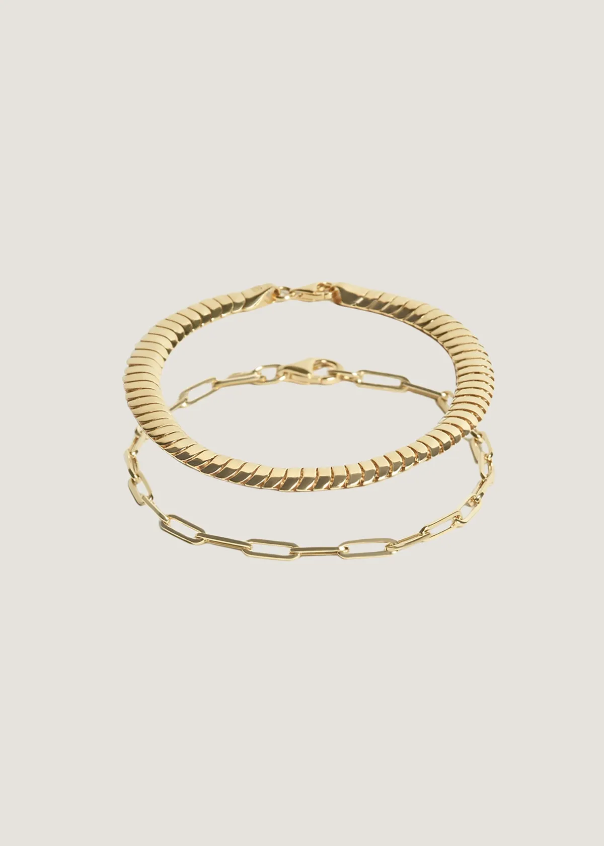 Cobra & Paperclip Link Chain Bracelet Stack