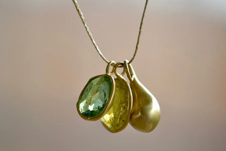 Colette Duo in Green Tourmaline and Lemon Quartz Necklace