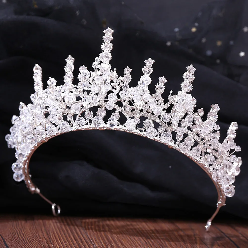 Cross-border beauty pageant European and American Baroque bride crown red crystal alloy electroplated wedding headband