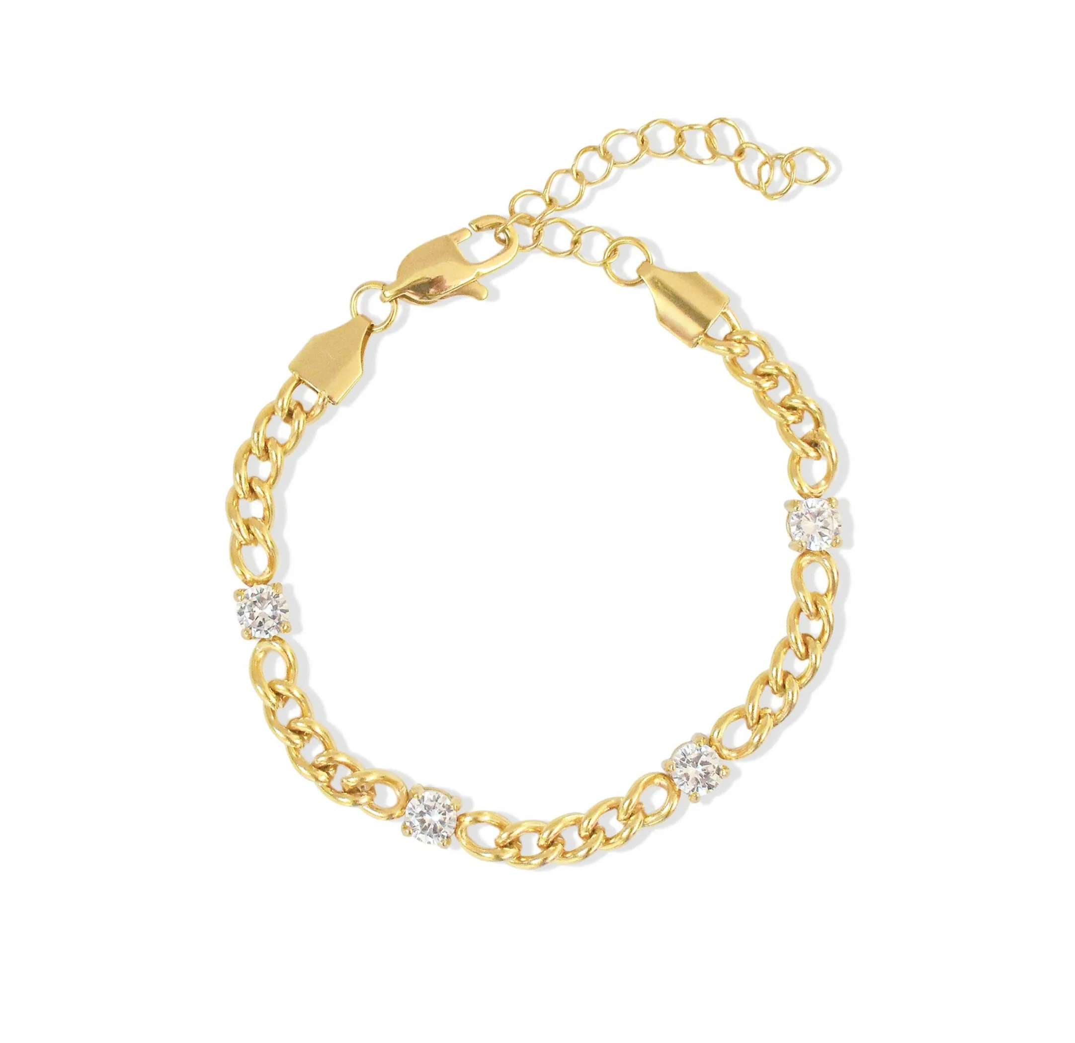 CRU CZ DIAMOND GOLD CHAIN BRACELET