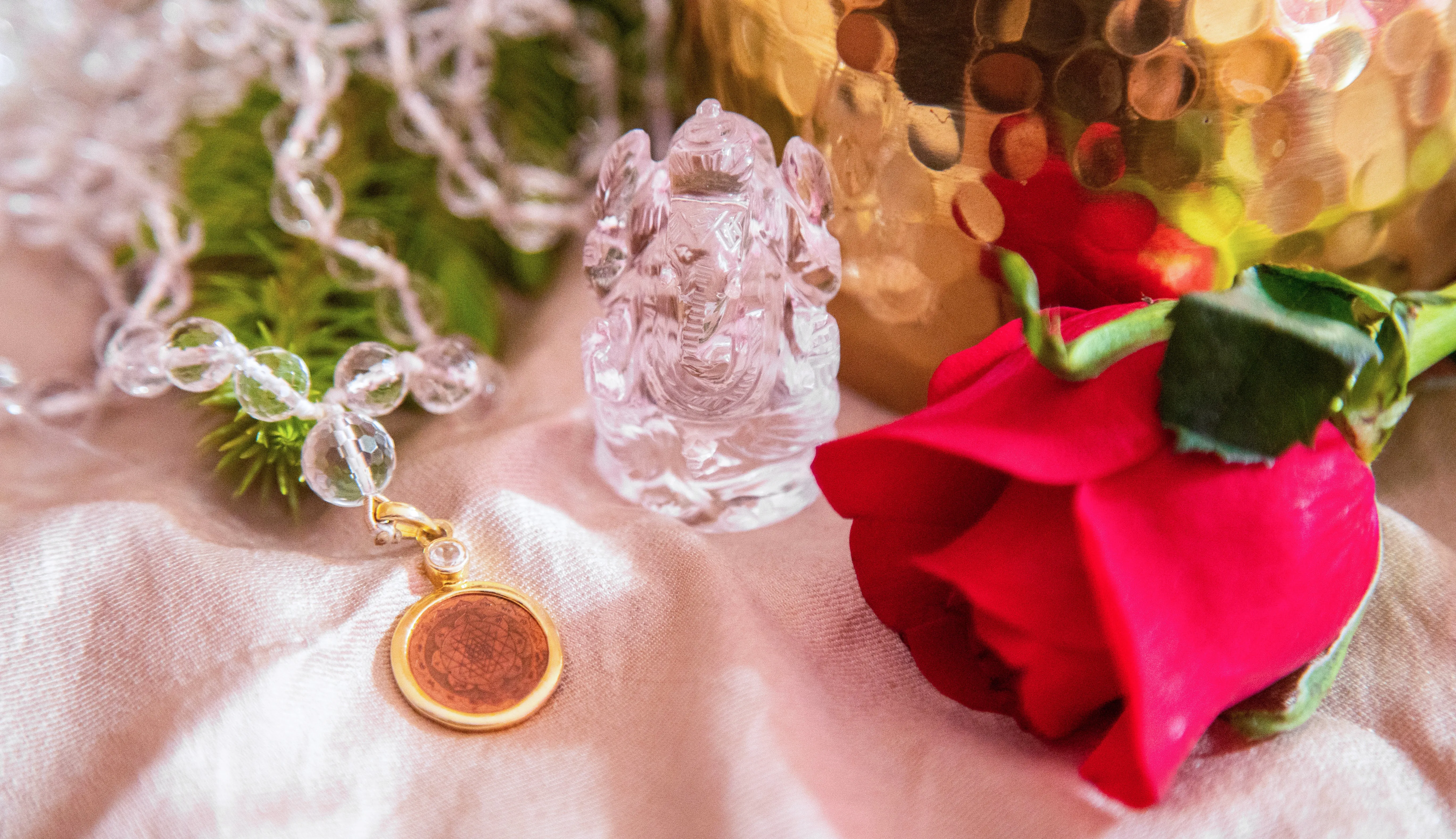 Crystal Quartz Sri Yantra Japa Mala & Ganesha Holiday Bundle