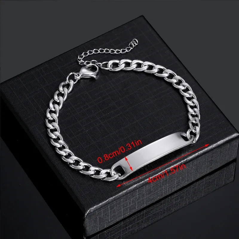 Customized Engrave Name Men Women Bracelets Stainless Steel Cuban Chain Personalized ID Bracelet Fashion Party  Jewellery Gift