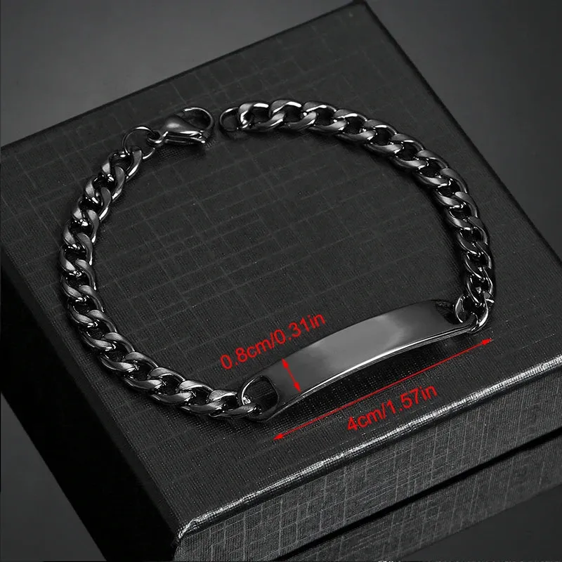 Customized Engrave Name Men Women Bracelets Stainless Steel Cuban Chain Personalized ID Bracelet Fashion Party  Jewellery Gift