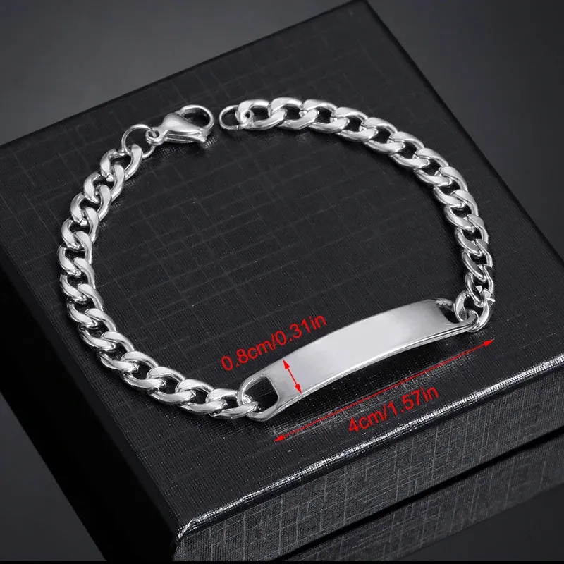 Customized Engrave Name Men Women Bracelets Stainless Steel Cuban Chain Personalized ID Bracelet Fashion Party  Jewellery Gift