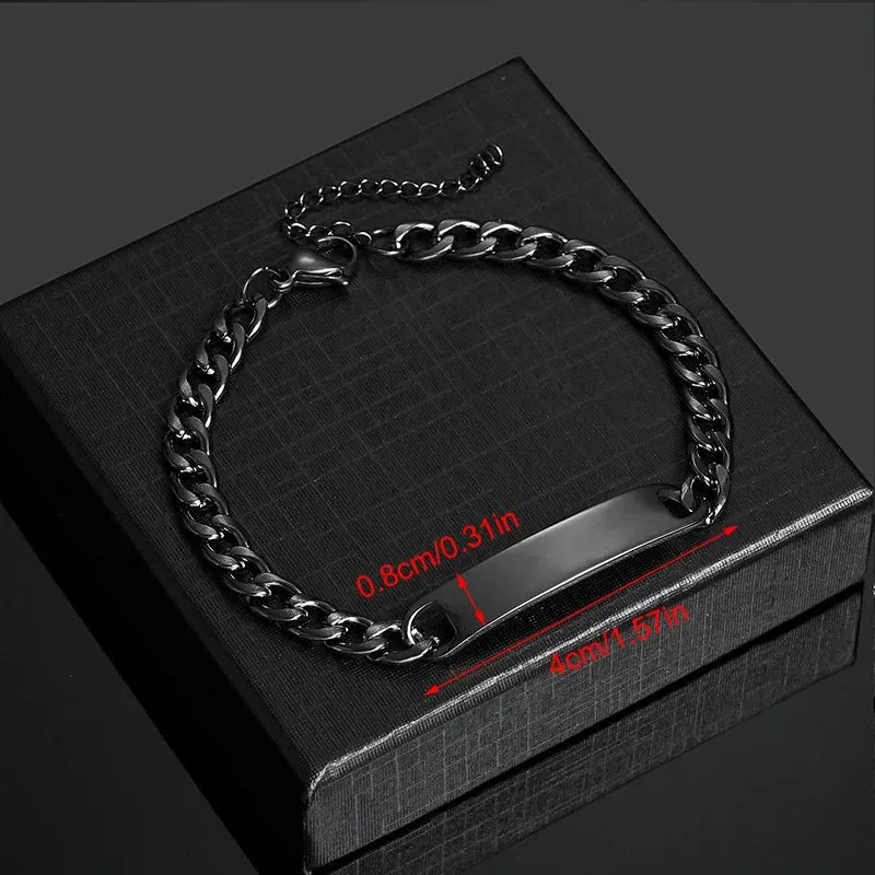 Customized Engrave Name Men Women Bracelets Stainless Steel Cuban Chain Personalized ID Bracelet Fashion Party  Jewellery Gift