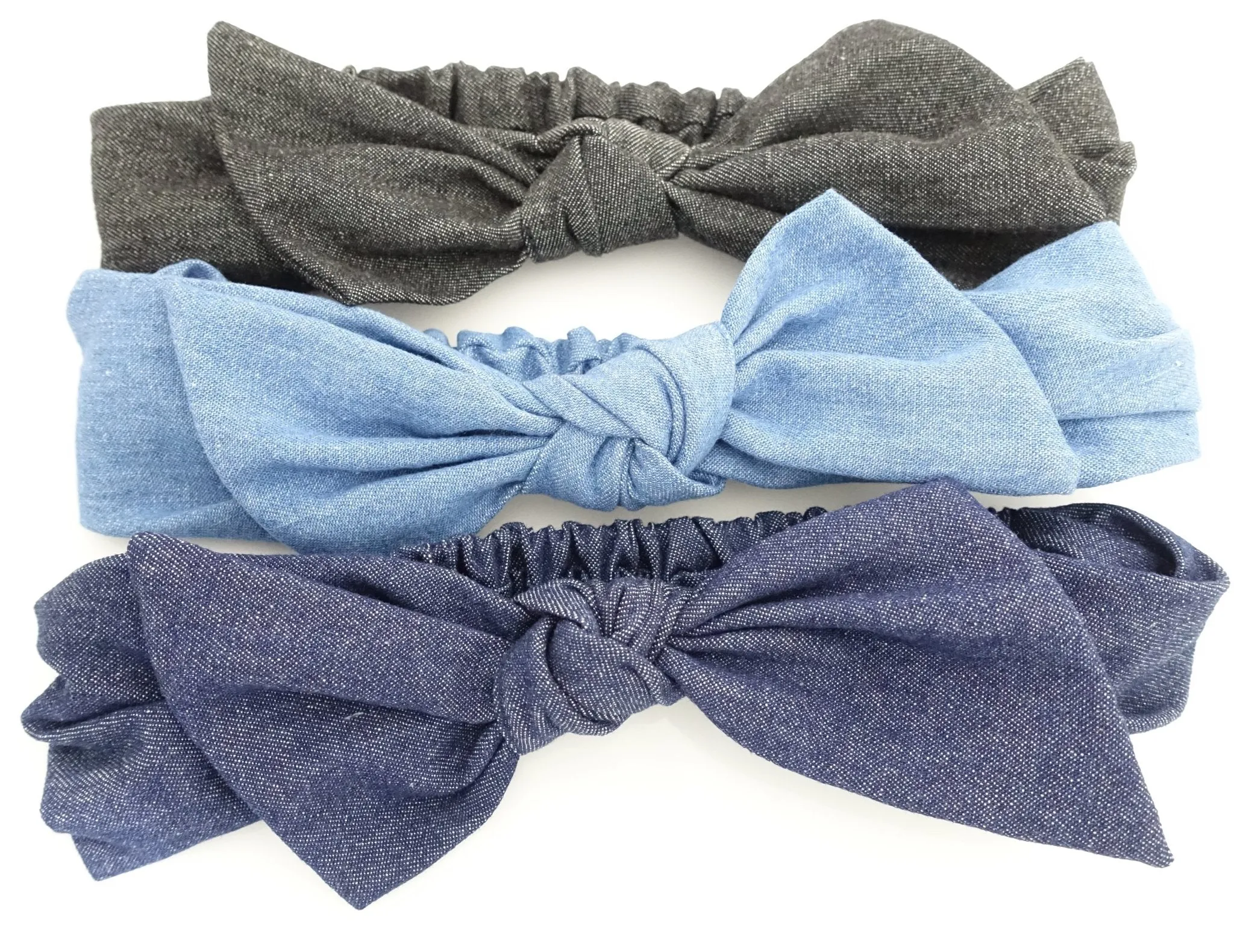 Denim Jean fabric Bow Knot Elastic Fashion Headband for Women