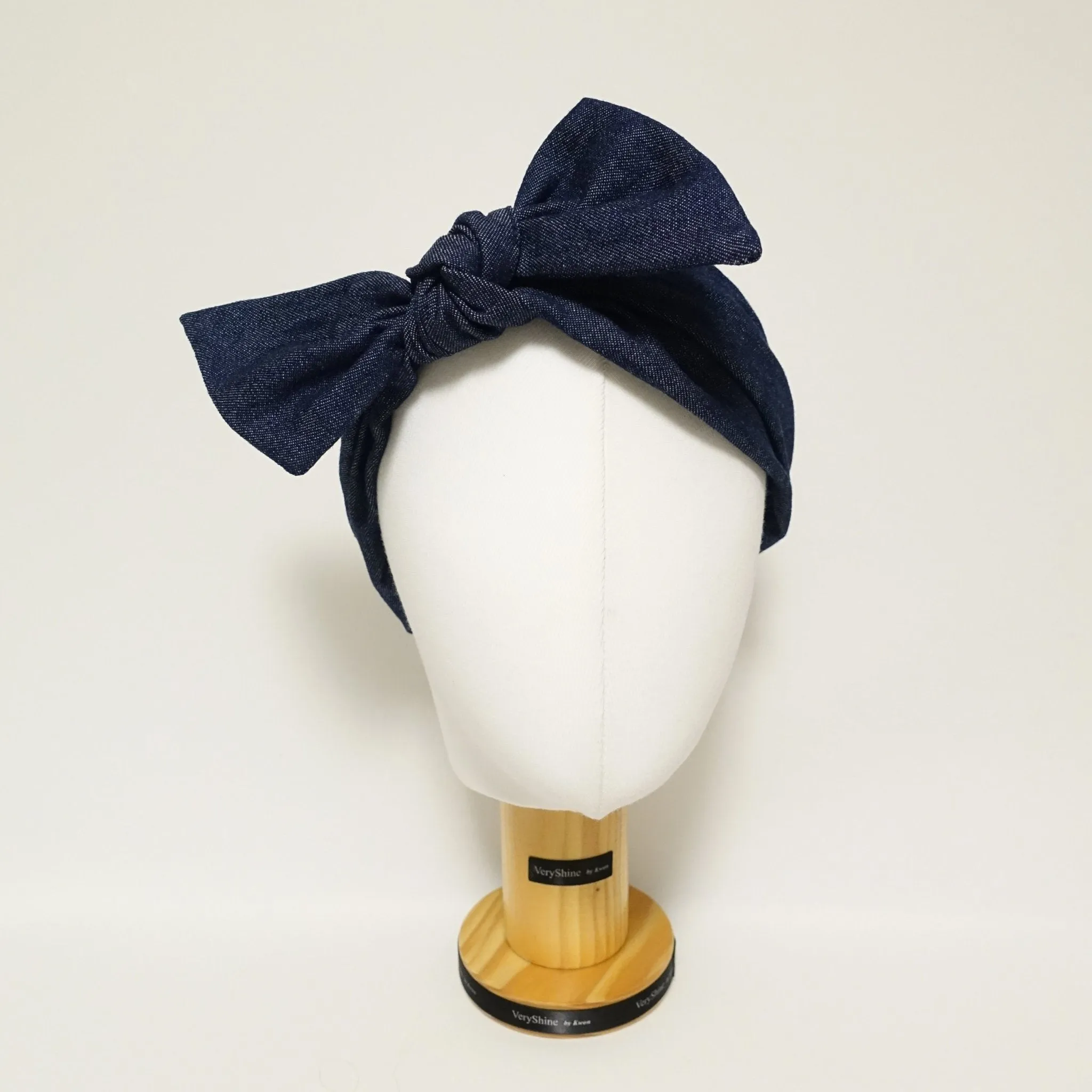 Denim Jean fabric Bow Knot Elastic Fashion Headband for Women