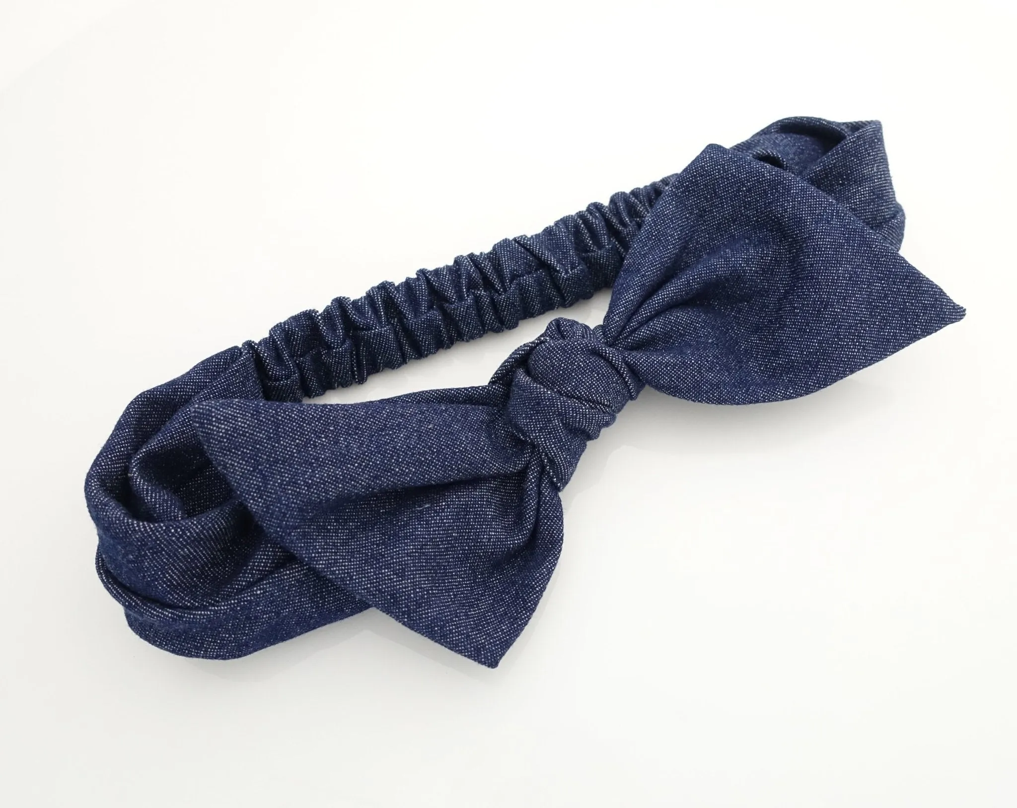 Denim Jean fabric Bow Knot Elastic Fashion Headband for Women