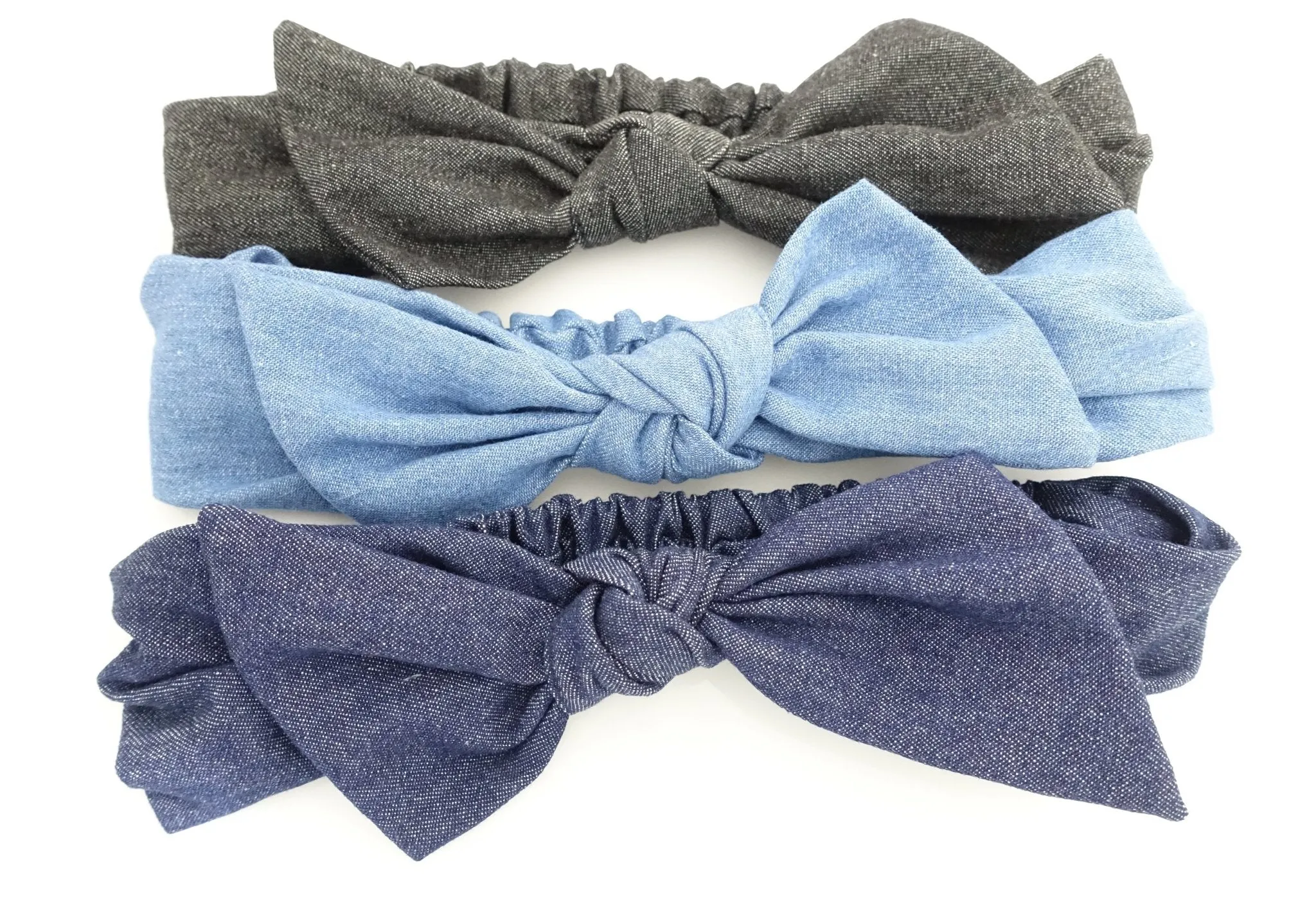 Denim Jean fabric Bow Knot Elastic Fashion Headband for Women