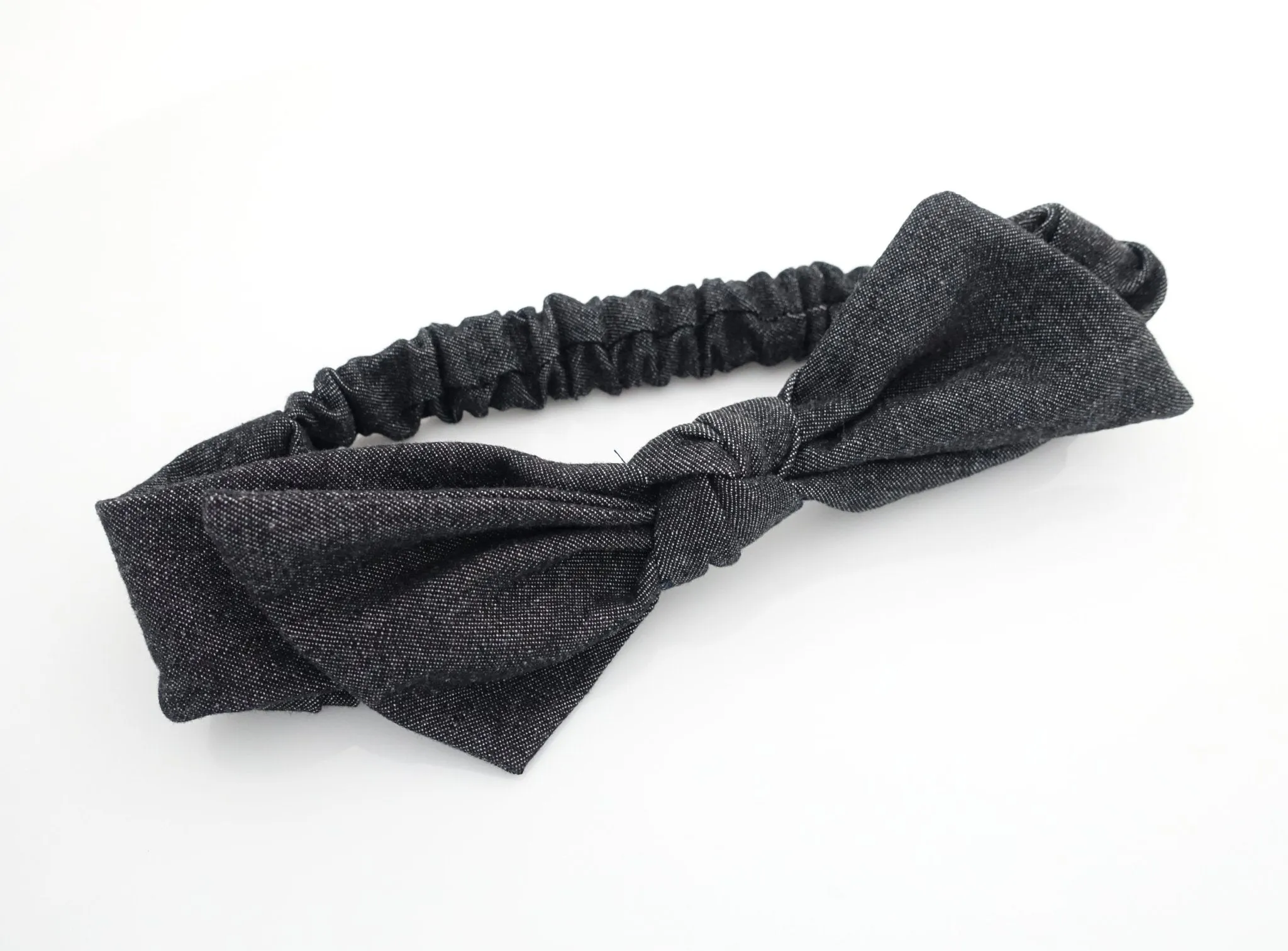 Denim Jean fabric Bow Knot Elastic Fashion Headband for Women