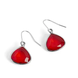 Dew Drop Earrings - Red/Silver