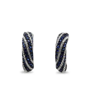 Diamond & Sapphire Hoop Earrings - 18ct White Gold