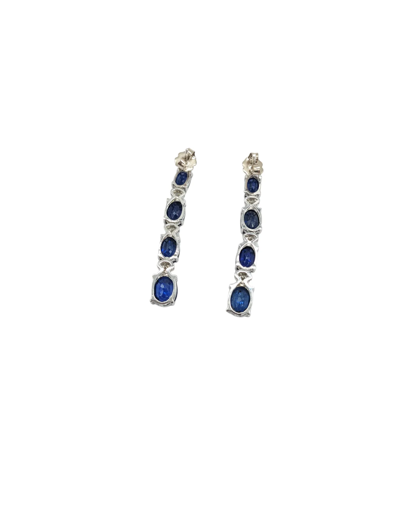 Diamond and Sapphire Drop Earrings in 14 Karat Gold