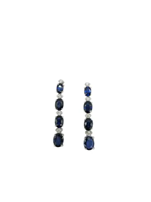 Diamond and Sapphire Drop Earrings in 14 Karat Gold