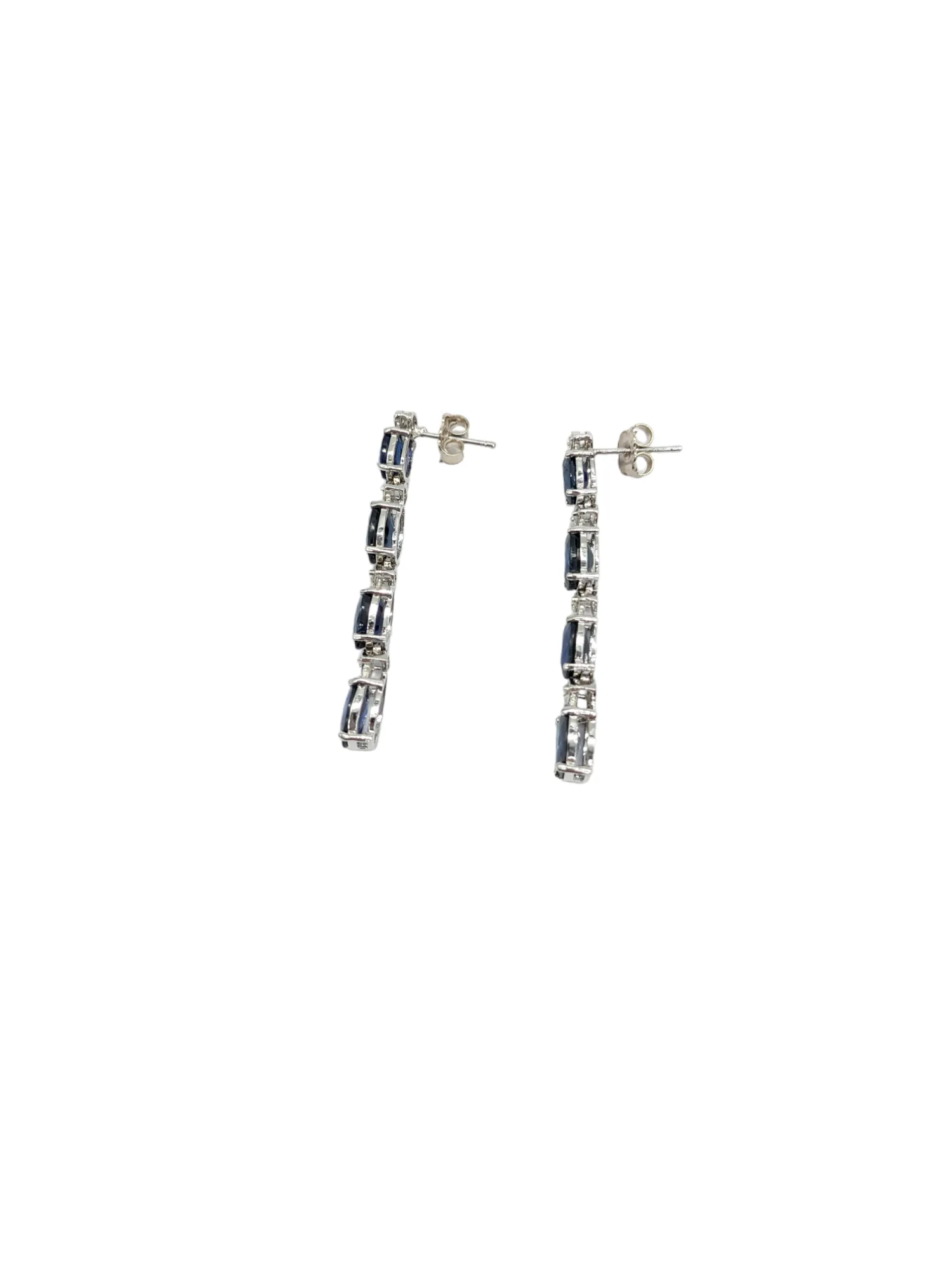 Diamond and Sapphire Drop Earrings in 14 Karat Gold