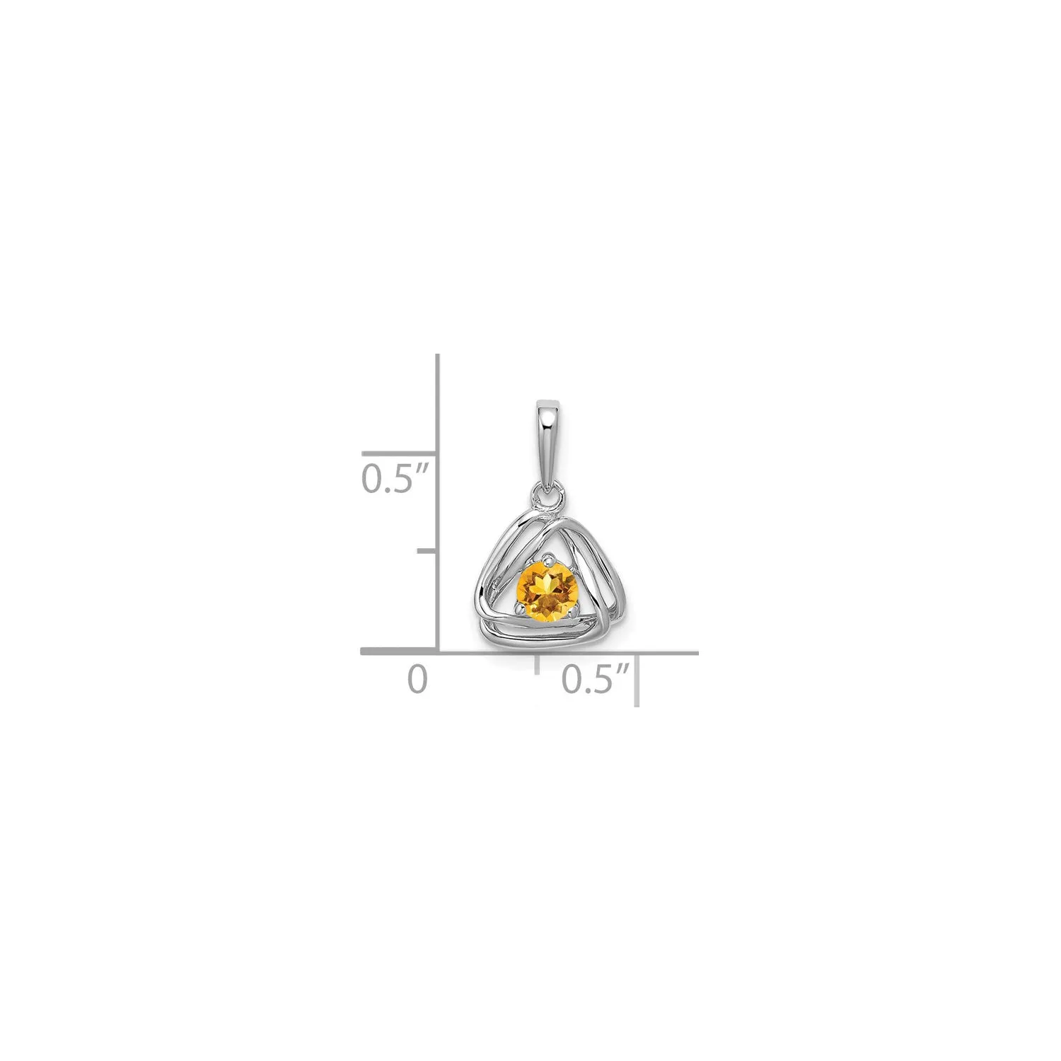 Double Triangle Interlocked Citrine Pendant (14K)