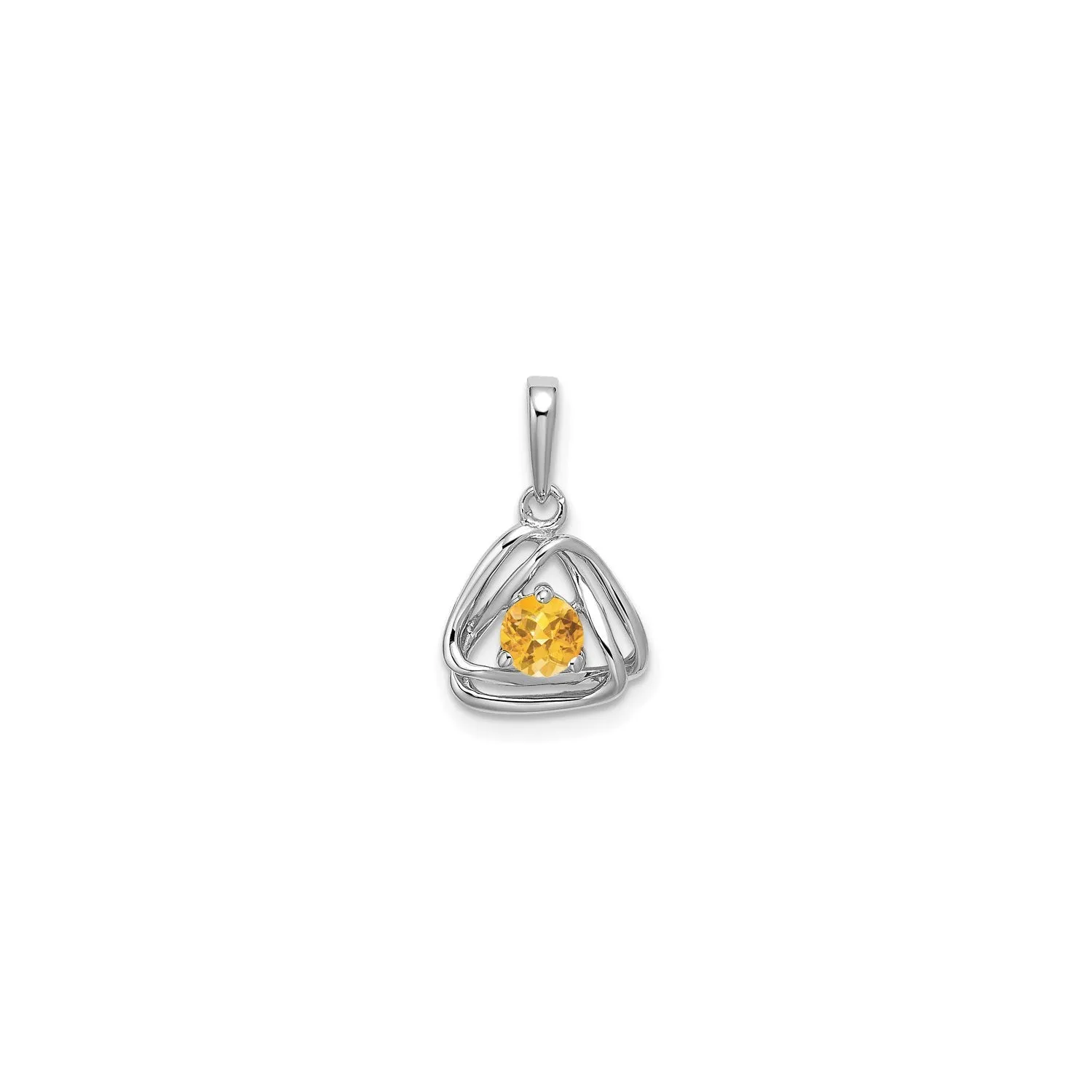 Double Triangle Interlocked Citrine Pendant (14K)