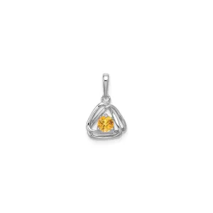 Double Triangle Interlocked Citrine Pendant (14K)