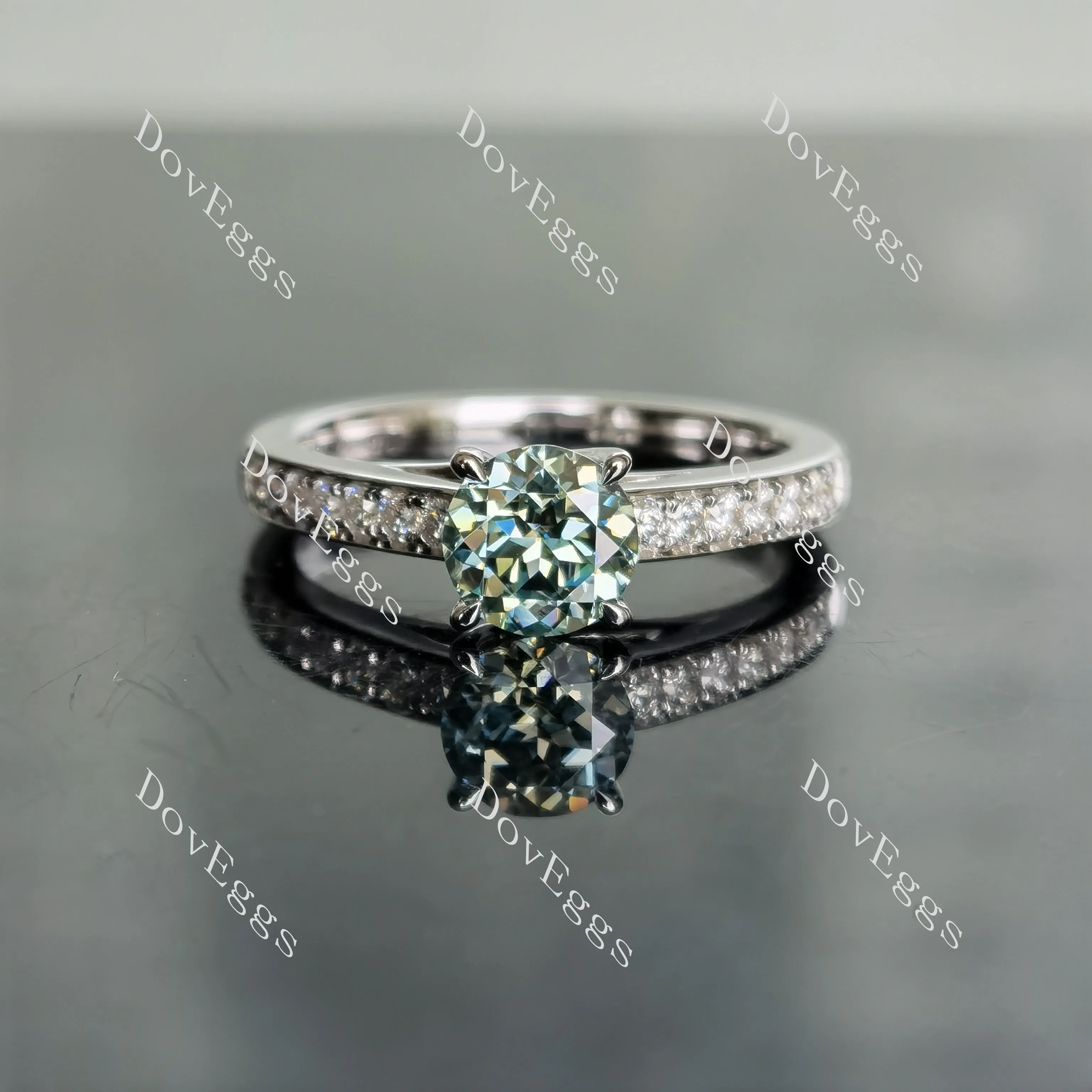 doveggs round pave colored moissanite ring