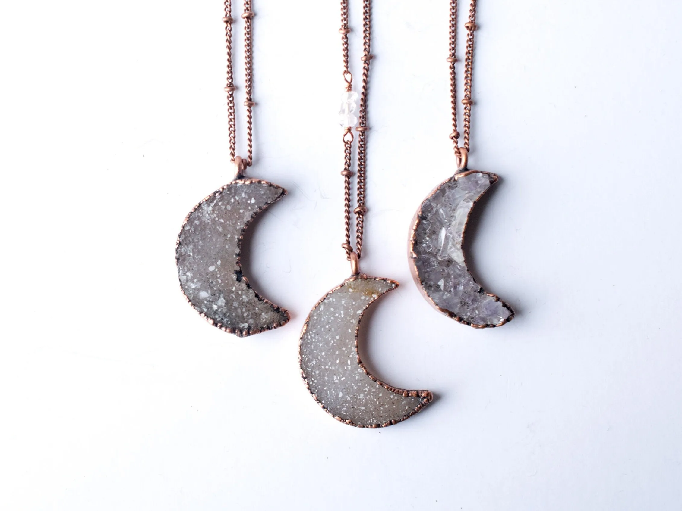 Druzy Moon Necklace | Crescent Moon Necklace