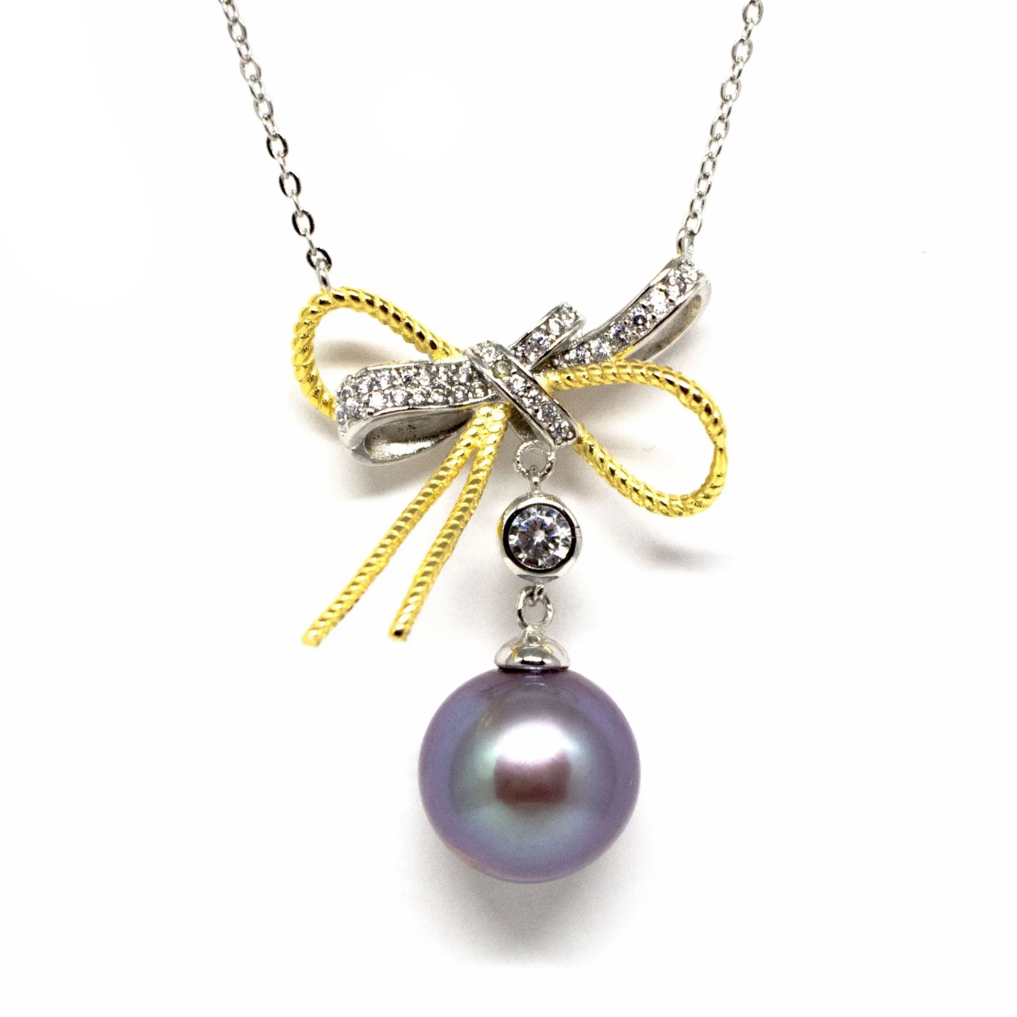 Duo Color Golden Knots Edison Pearl Necklace