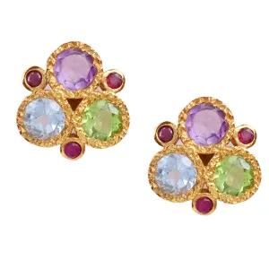 Earrings - Amethyst, Blue Topaz & Peridot Trio