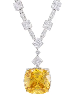 Elizabeth Lemon Topaz Statement Necklace Silver