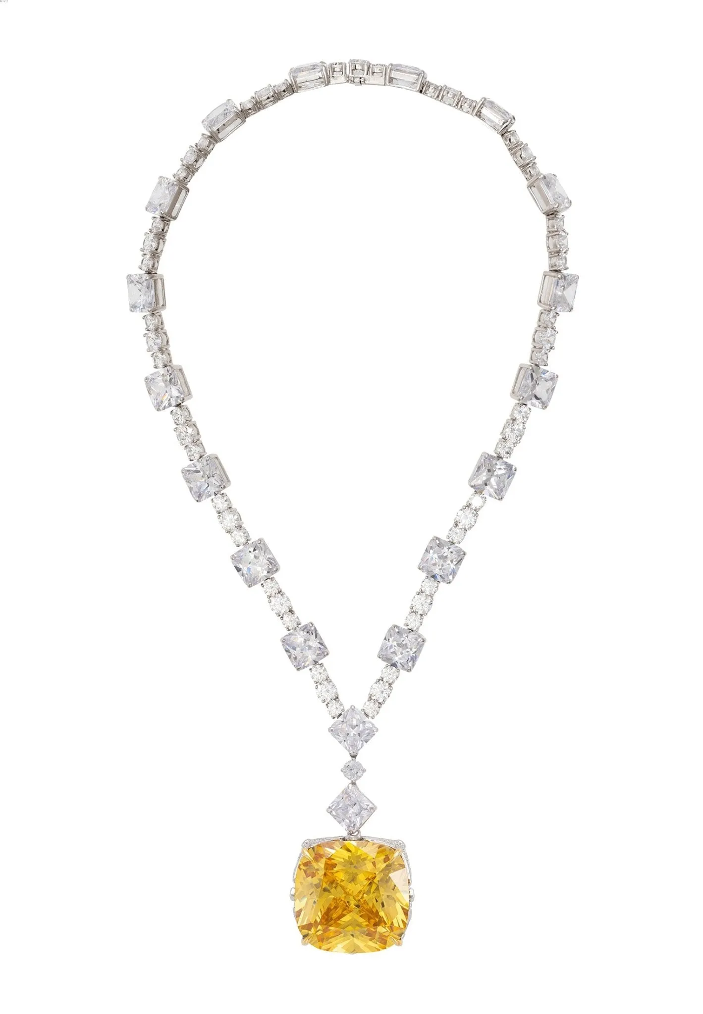 Elizabeth Lemon Topaz Statement Necklace Silver