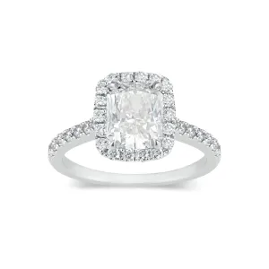 Elongated Radiant-Cut Halo Diamond Engagement Ring