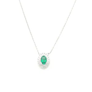 Emerald & Diamond Oval Stationary Pendant