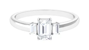 Emerald Cut Cubic Zirconia 3 Stone Engagement Ring