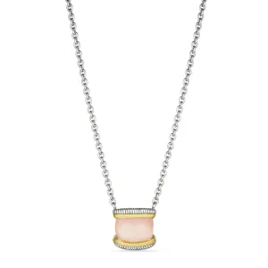 Eternity Necklace with Rose Quartz over Pink Mother of Pearl Doublet and 18K Gold