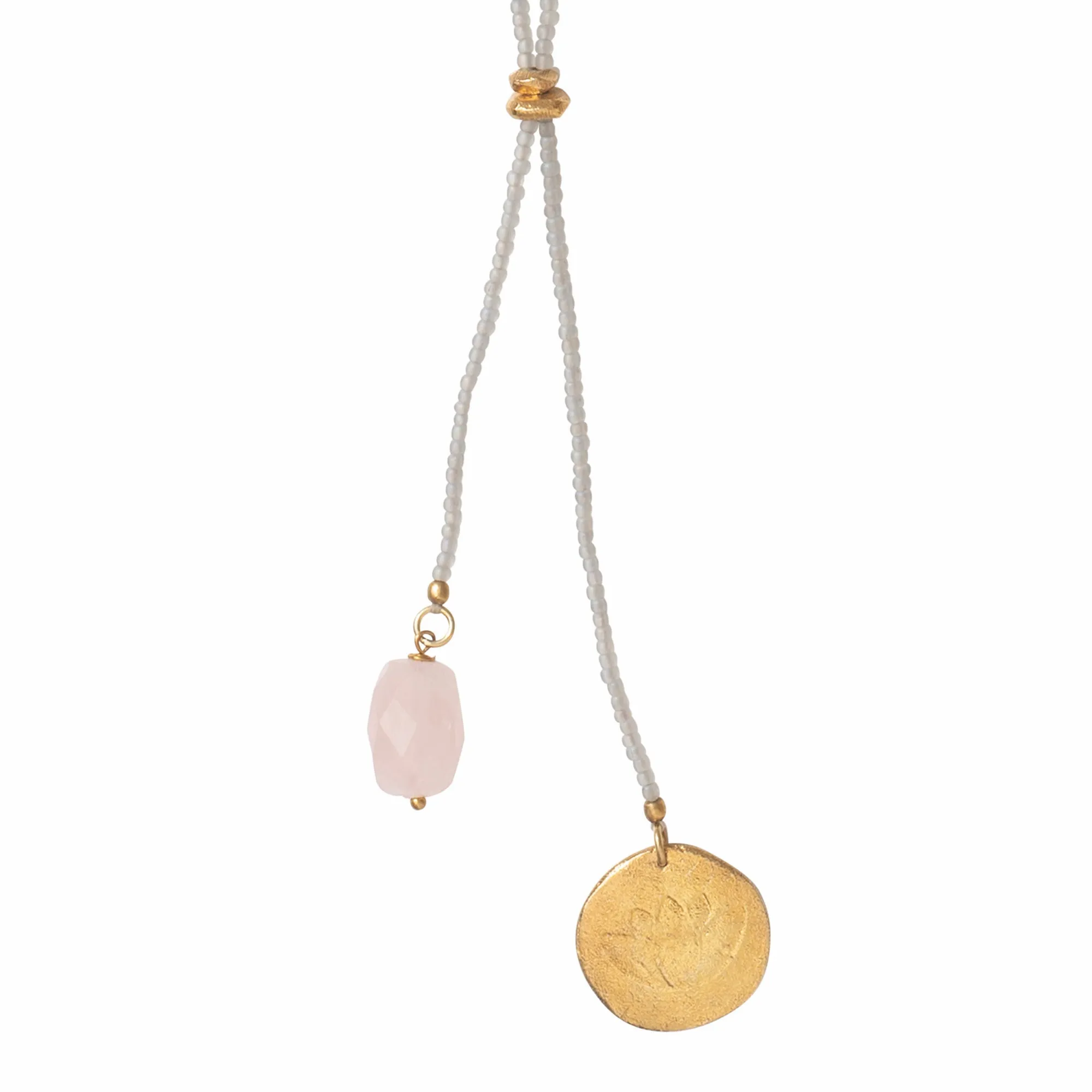 Fairy Rose Quartz Lotus Gold Necklace - A Beautiful Story