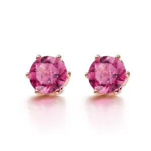 FANCIME Pink Tourmaline 14K Rose Gold Stud Earrings