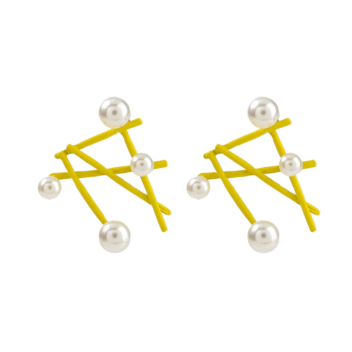 Fashion Creative Design Alloy Inlaid Pearl Geometric Earrings