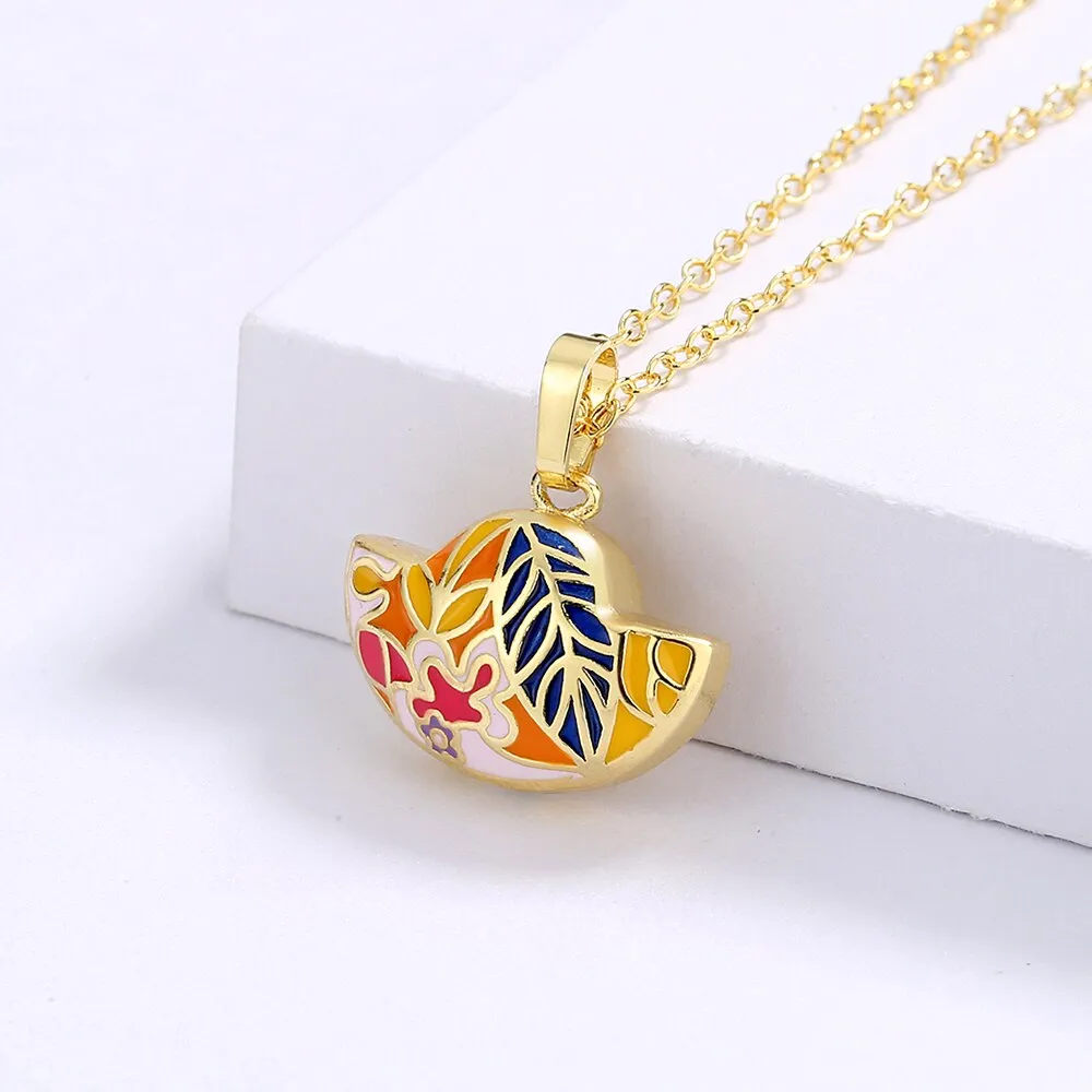 Fashion Jewelry Small Color Enamel Pendant Necklaces for Women in Gold Color