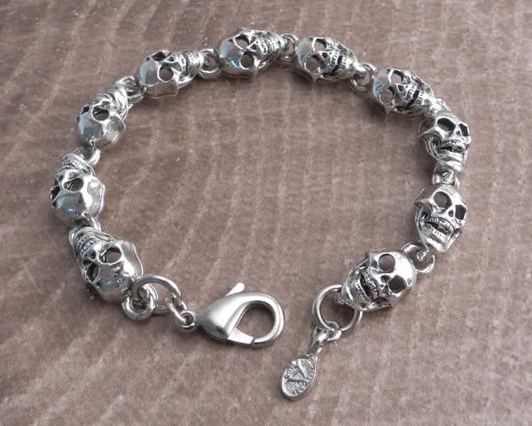 Flat Skull Pewter Bracelet Antique Silver