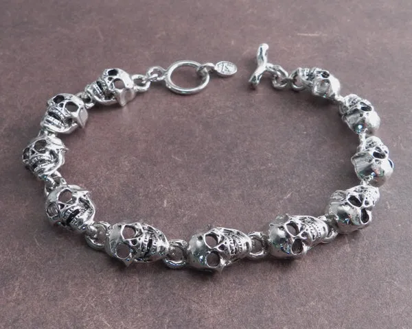 Flat Skull Pewter Bracelet Antique Silver